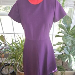 Brooks Brothers Wool Blend Purple A-Line Dress Size 4 Lined Short Sleeve Career